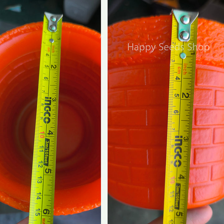 Brick Design non Breakable 6-Inches Pots | 6 Pots Set , mix colors