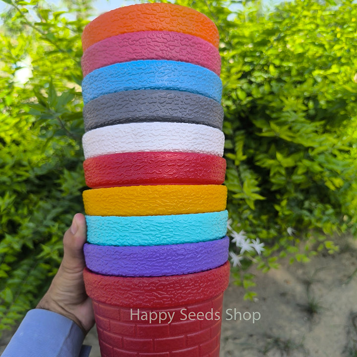 Brick Design non Breakable 6-Inches Pots | 6 Pots Set , mix colors