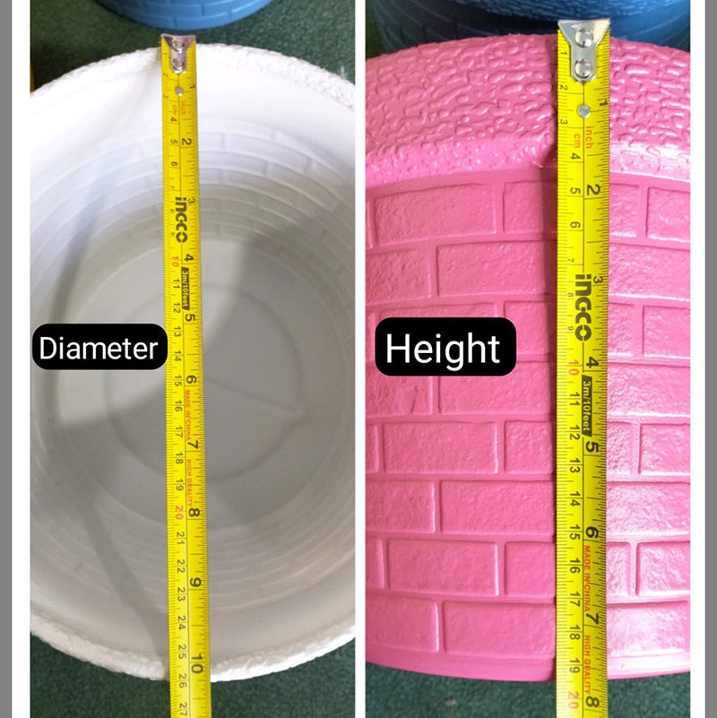 Brick Design Pots 10 inches | 4 Pots Set, mix colors